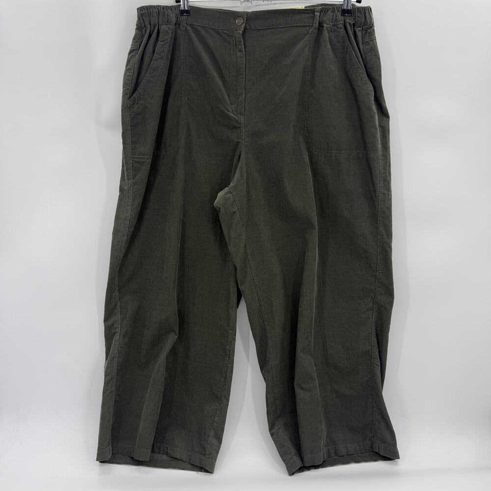New MAX STUDIO Cropped Wide Leg Corduroy Pant Size 3X Army Green Lightweight